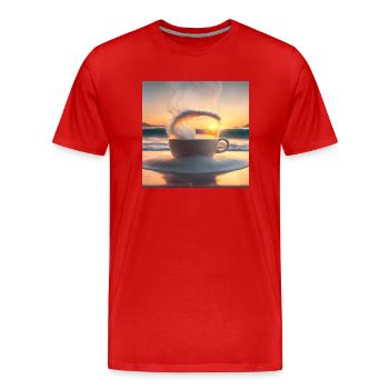 Tolle Tasse Kaffee, ungewöhnliches Design - Männer Premium Bio T-Shirt - Rot - Vorne - Damien (186cm)