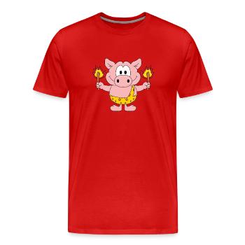 SCHWEIN - FEUER - Männer Premium Bio T-Shirt - Rot - Vorne - Damien (186cm)