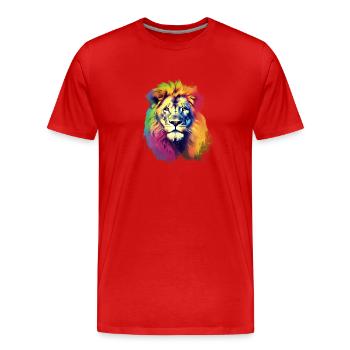 La fierté du lion - T-shirt bio Premium Homme - rouge - Devant - Damien (186cm)