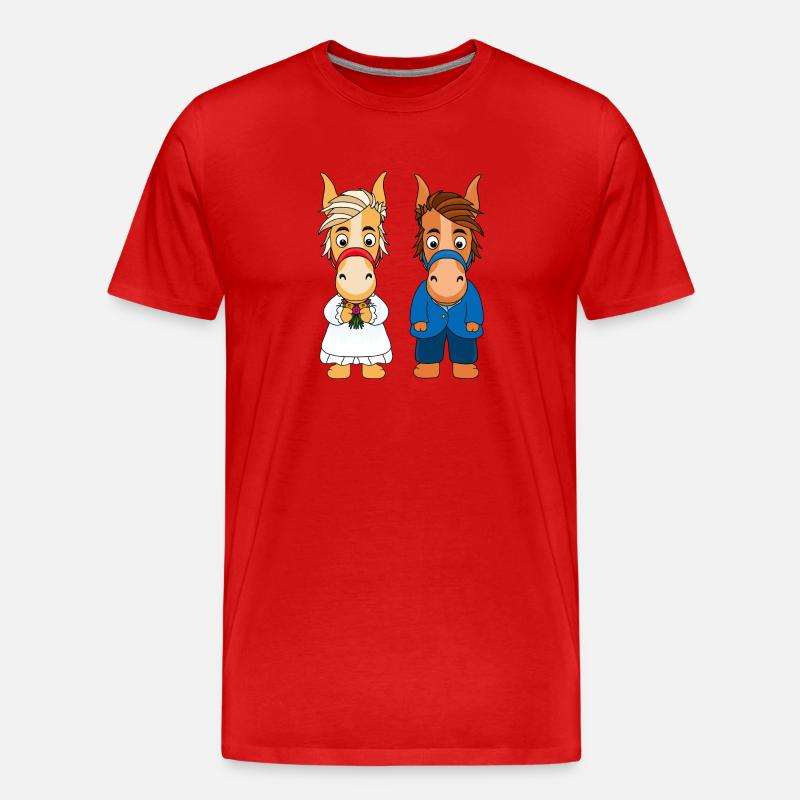 PFERDE - HOCHZEIT - Männer Premium Bio T-Shirt - Rot