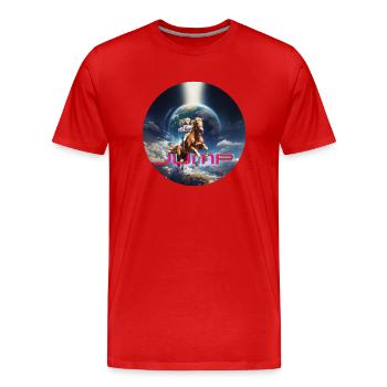 earth show jumping jump - Männer Premium Bio T-Shirt - Rot - Vorne - Damien (186cm)