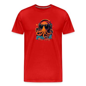 Oktopus mit Sonnenbrille - Männer Premium Bio T-Shirt - Rot - Vorne - Damien (186cm)
