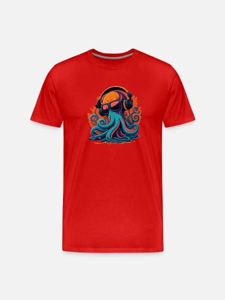 Octopus with sunglasses - Men's Premium Organic T-Shirt - red