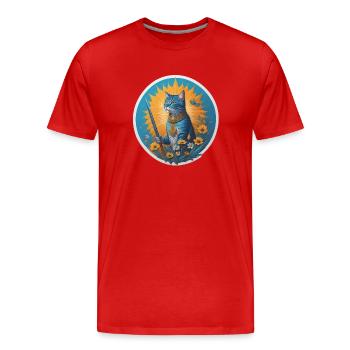 The summer guardian blue cat - Men's Premium Organic T-Shirt - red - Front - Damien (186cm)