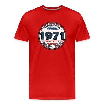 Jahrgang 1971 - Männer Premium Bio T-Shirt - Rot - Vorne - Damien (186cm)