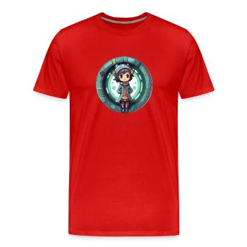 Cute Cartoonish Dimension Traveler Standin - Männer Premium Bio T-Shirt - Rot - Vorne - Damien (186cm)