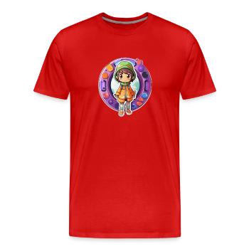 mauel A sticker of a cute cartoonish dimension tr - Männer Premium Bio T-Shirt - Rot - Vorne - Damien (186cm)