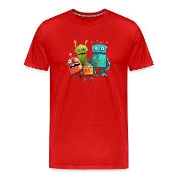 Robo Buddies: aventures amusantes - T-shirt bio Premium Homme - rouge - Devant - Damien (186cm)