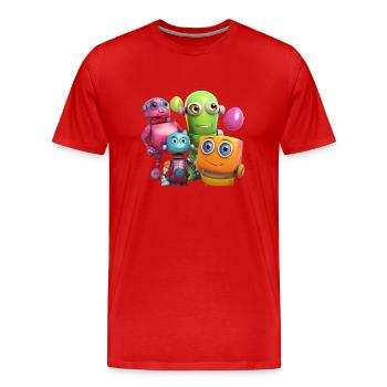 Robo Buddies: aventures amusantes - T-shirt bio Premium Homme - rouge - Devant - Damien (186cm)