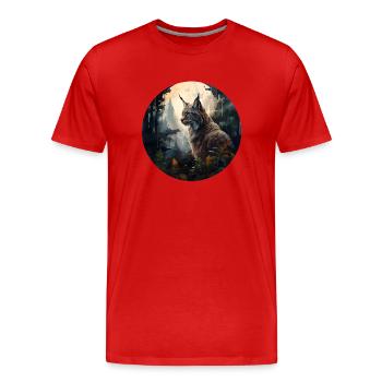 Luchs - Männer Premium Bio T-Shirt - Rot - Vorne - Damien (186cm)