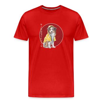 Berger australien japonais imperméable - T-shirt bio Premium Homme - rouge - Devant - Damien (186cm)