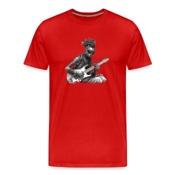 Gitarristin | Gitarrist | Cyberpunk | Musikerin - Männer Premium Bio T-Shirt - Rot - Vorne - Damien (186cm)