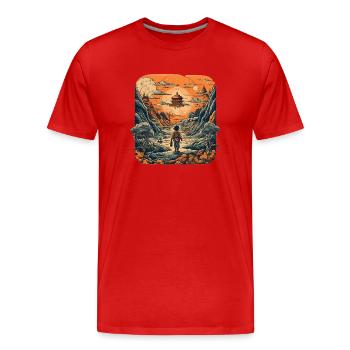 Einsamer Sonnenuntergang - Männer Premium Bio T-Shirt - Rot - Vorne - Damien (186cm)