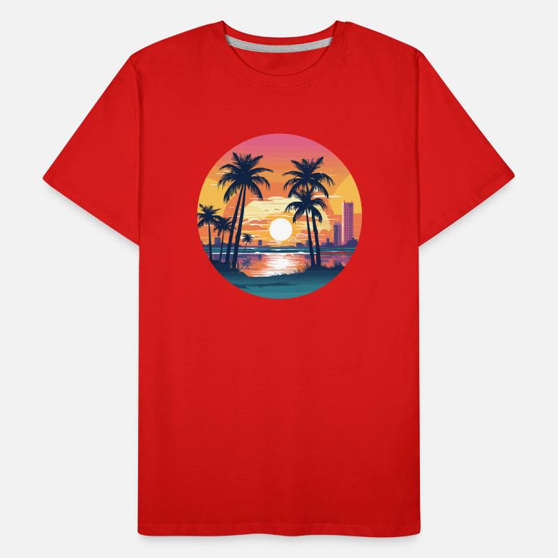 Coucher de soleil à Miami T-shirt bio Premium Homme