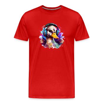 Funky Ente mit Kopfhörer Graffiti-Style - Männer Premium Bio T-Shirt - Rot - Vorne - Damien (186cm)