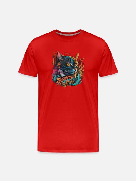 Beautiful Cat Design - Men's Premium Organic T-Shirt - red