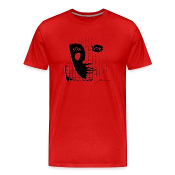 Shadow M - Männer Premium Bio T-Shirt - Rot - Vorne - Damien (186cm)
