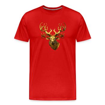 Deer, Celtic mythology - Men's Premium Organic T-Shirt - red - Front - Damien (186cm)