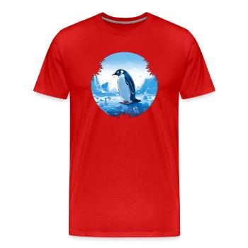 Penguin in the middle of plastic waste - Men's Premium Organic T-Shirt - red - Front - Damien (186cm)