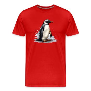 Pingouin sur la banquise - T-shirt bio Premium Homme - rouge - Devant - Damien (186cm)