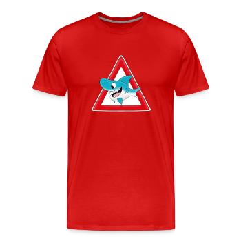 ACHTUNG HAI - Männer Premium Bio T-Shirt - Rot - Vorne - Damien (186cm)