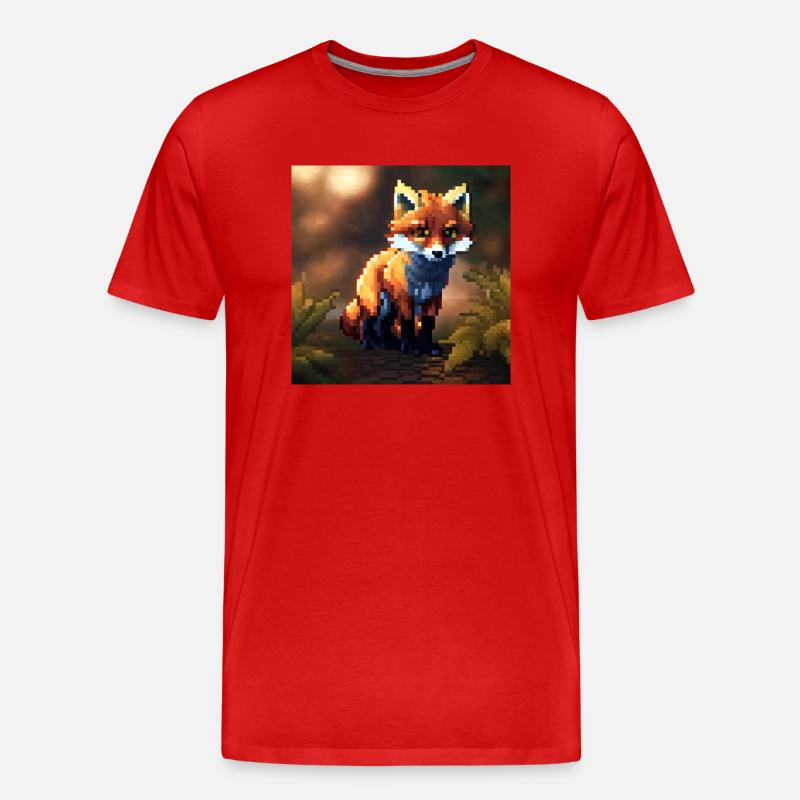 Fox pixel art - Männer Premium Bio T-Shirt - Rot