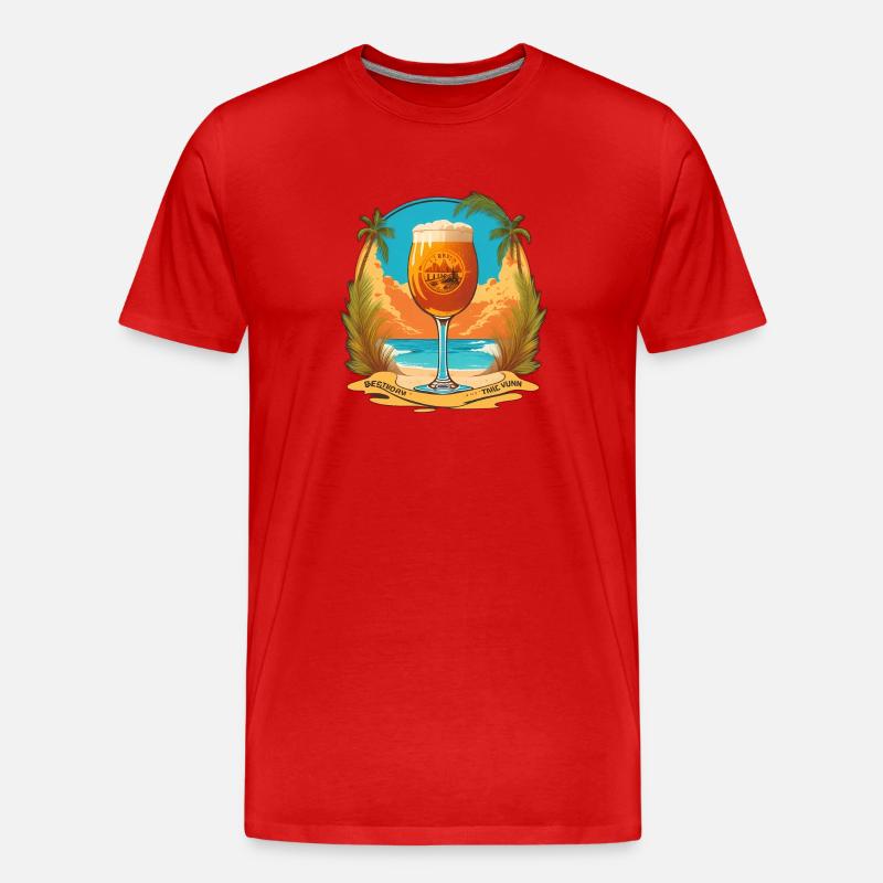 Bier am Strand - Männer Premium Bio T-Shirt - Rot