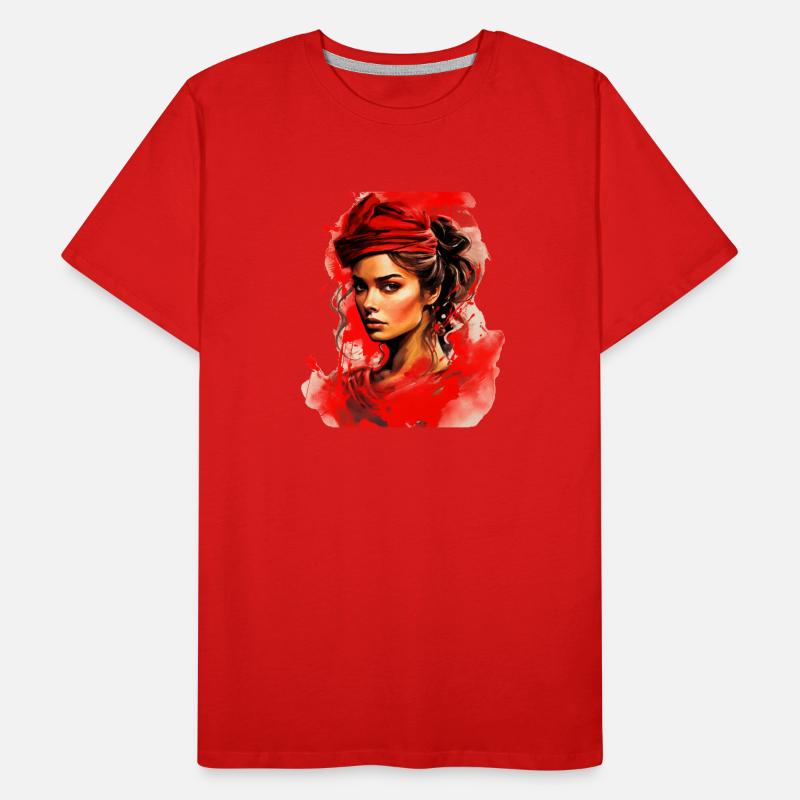 Frau in Rot Männer Premium Bio T-Shirt