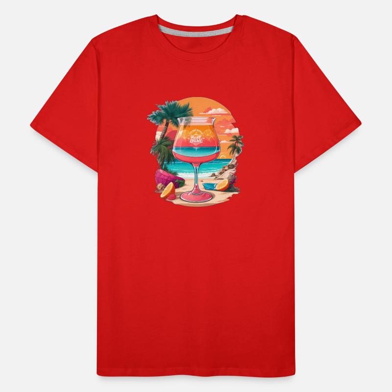 Long Drink Summer Beach Palm Trees Men's Premium Organic T-Shirt