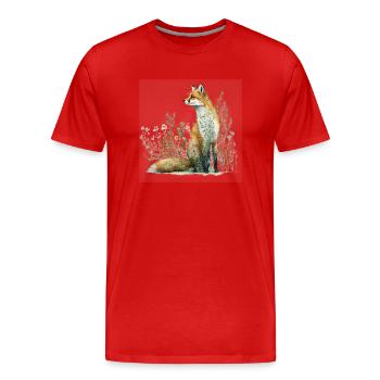Fuchs in der Wiese - Männer Premium Bio T-Shirt - Rot - Vorne - Damien (186cm)