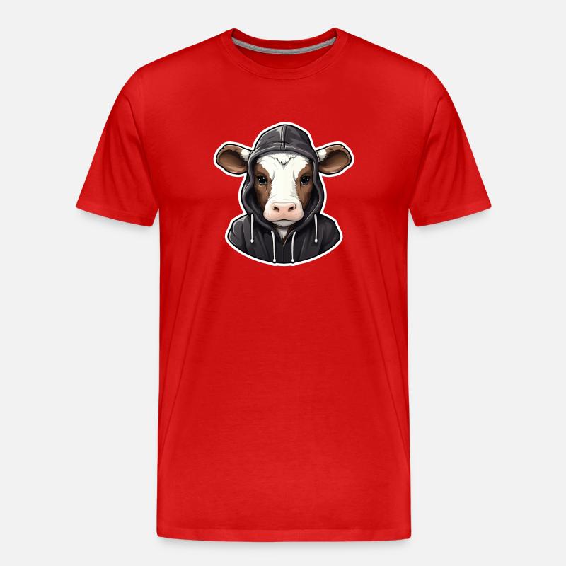 Coole Kuh in Freizeitkleidung - Männer Premium Bio T-Shirt - Rot