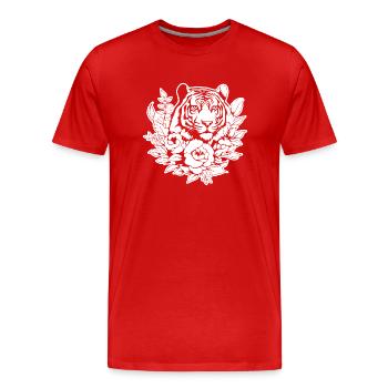 Tiger Big Cat - Men's Premium Organic T-Shirt - red - Front - Damien (186cm)