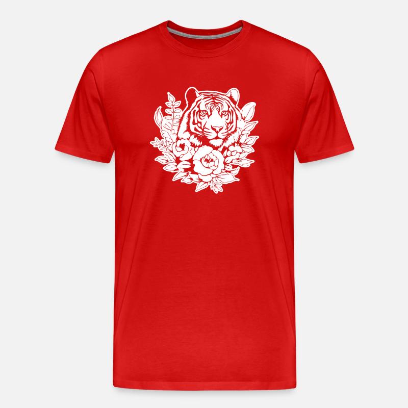 Tiger Raubkatze - Männer Premium Bio T-Shirt - Rot