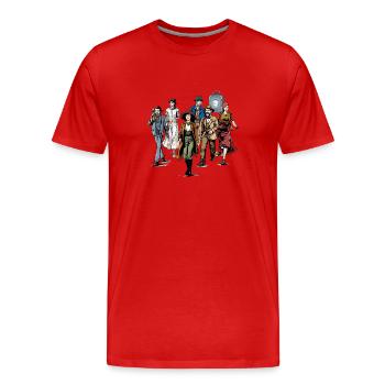 Les voyageurs du temps - T-shirt bio Premium Homme - rouge - Devant - Damien (186cm)