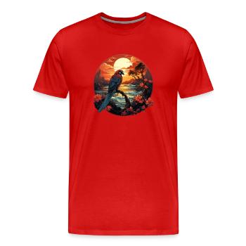 Tropical - Perroquet - T-shirt bio Premium Homme - rouge - Devant - Damien (186cm)