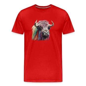 Bison arc-en-ciel / Gay Pride / Gay / Queer LGPT - T-shirt bio Premium Homme - rouge - Devant - Damien (186cm)