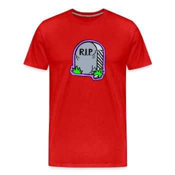 R.I.P. - Grabstein für Ruhe in Frieden - Männer Premium Bio T-Shirt - Rot - Vorne - Damien (186cm)