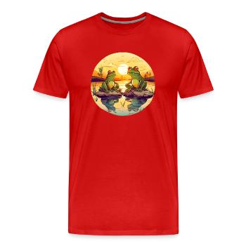 Two frogs enjoy the sun's rays - Men's Premium Organic T-Shirt - red - Front - Damien (186cm)
