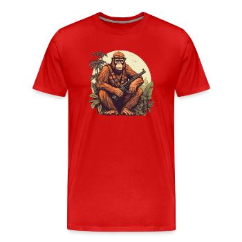 Affen verteidigen ihren Lebensraum jetzt selbst - Männer Premium Bio T-Shirt - Rot - Vorne - Damien (186cm)