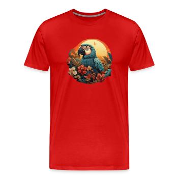 Tropical - Perroquet - T-shirt bio Premium Homme - rouge - Devant - Damien (186cm)