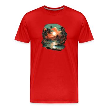 Tropical - Men's Premium Organic T-Shirt - red - Front - Damien (186cm)