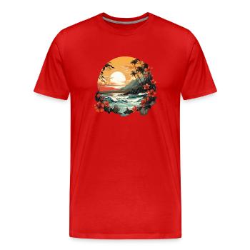 Tropical - Men's Premium Organic T-Shirt - red - Front - Damien (186cm)