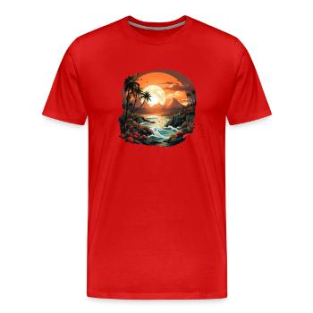 Tropical - Men's Premium Organic T-Shirt - red - Front - Damien (186cm)