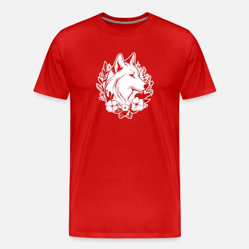 Wolf - Männer Premium Bio T-Shirt - Rot