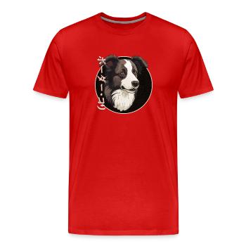 Collie de la frontière japonaise - T-shirt bio Premium Homme - rouge - Devant - Damien (186cm)