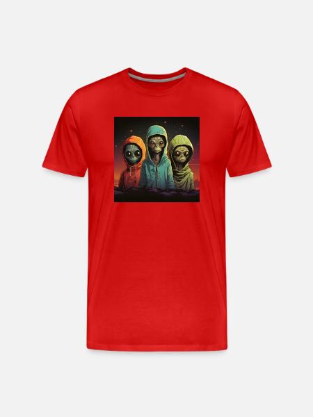 Außerirdische Kapuzenpullover - Männer Premium Bio T-Shirt - Rot