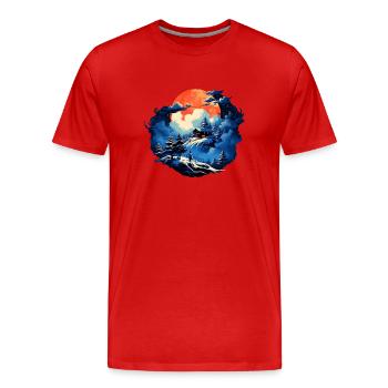 Romantic mountain hut in a wintry atmosphere - Men's Premium Organic T-Shirt - red - Front - Damien (186cm)