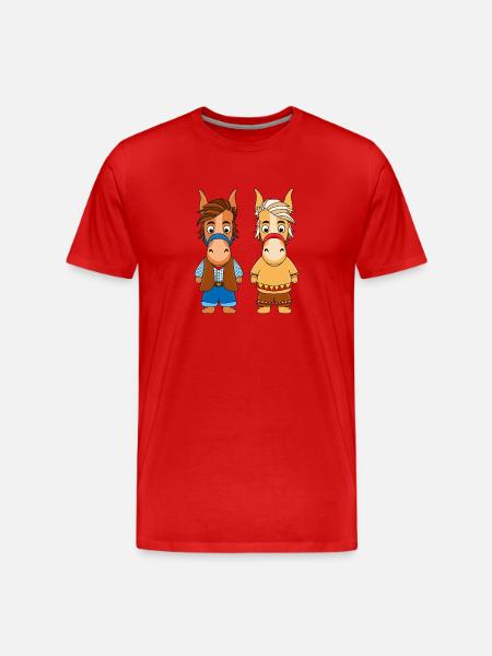 PFERDE - PONYS - Männer Premium Bio T-Shirt - Rot
