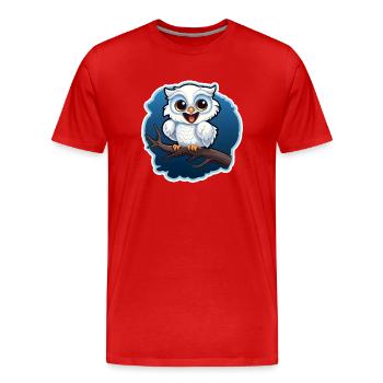 Hibou sur une branche - T-shirt bio Premium Homme - rouge - Devant - Damien (186cm)