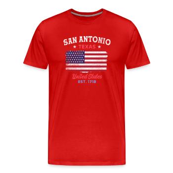 San Antonio, Texas est 1718 Design pour un San fier - T-shirt bio Premium Homme - rouge - Devant - Damien (186cm)
